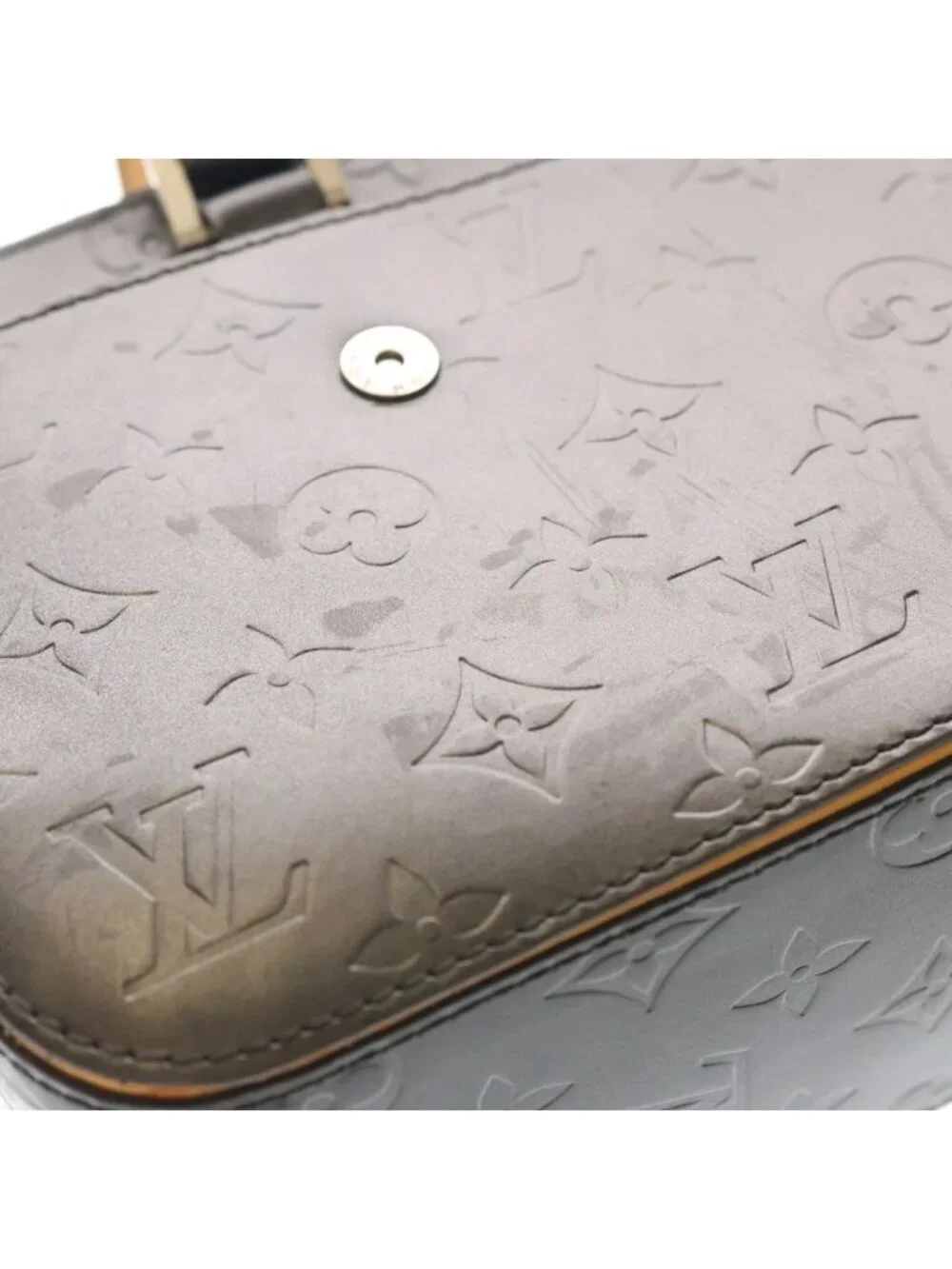 Louis Vuitton Monogram Matte Shelton Handbag Metallic Gray Leather Silver